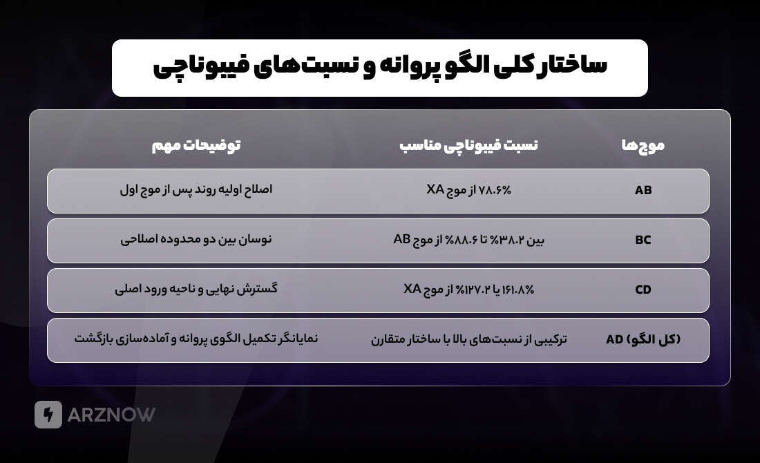 ساختار کلی الگوی پروانه و سنبت های فیبوناچی